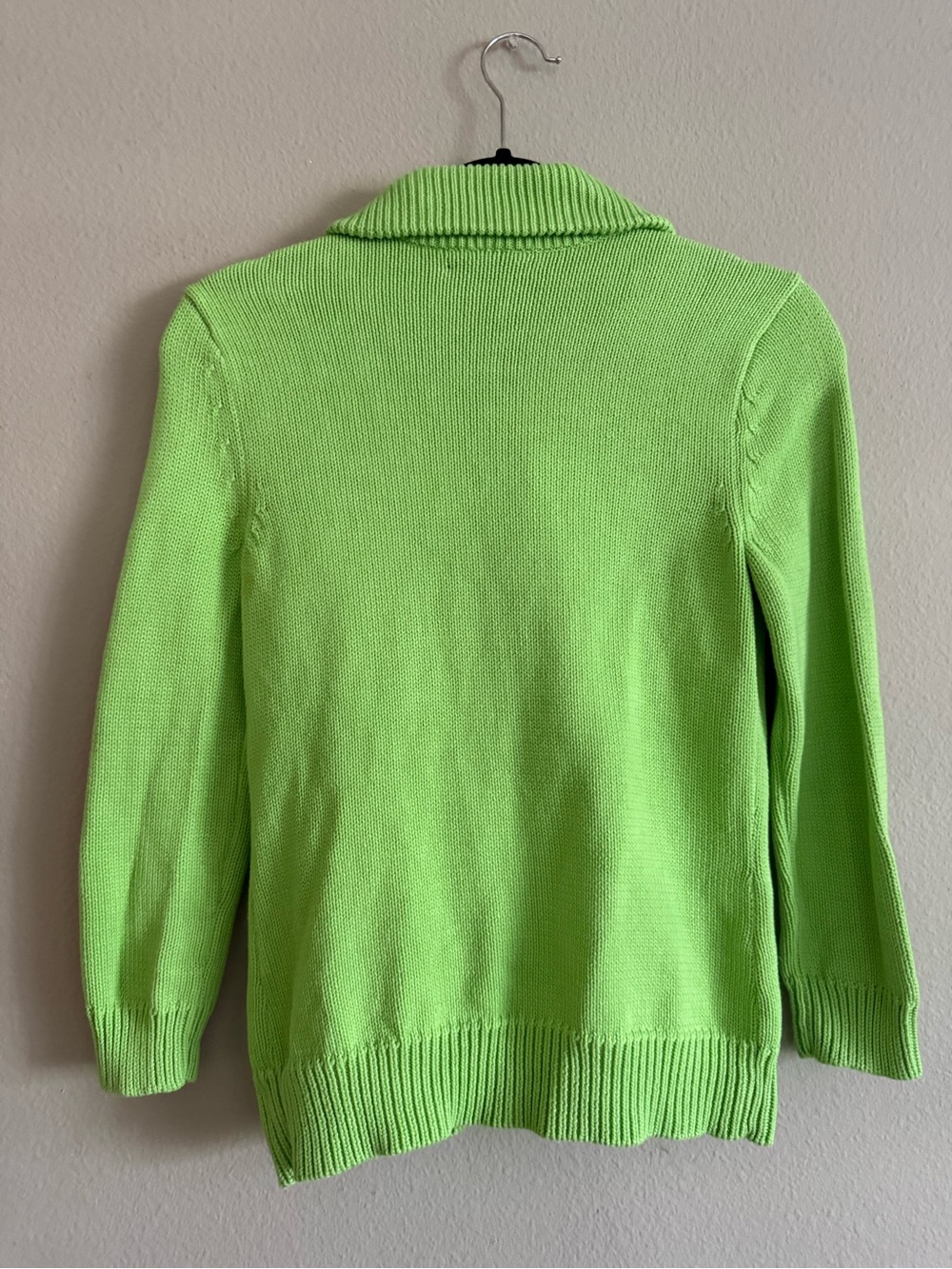 LAUREN RALPH LAUREN Petite Lime Green Cotton Cardigan Sweater Jacket P/S - Picture 3 of 7